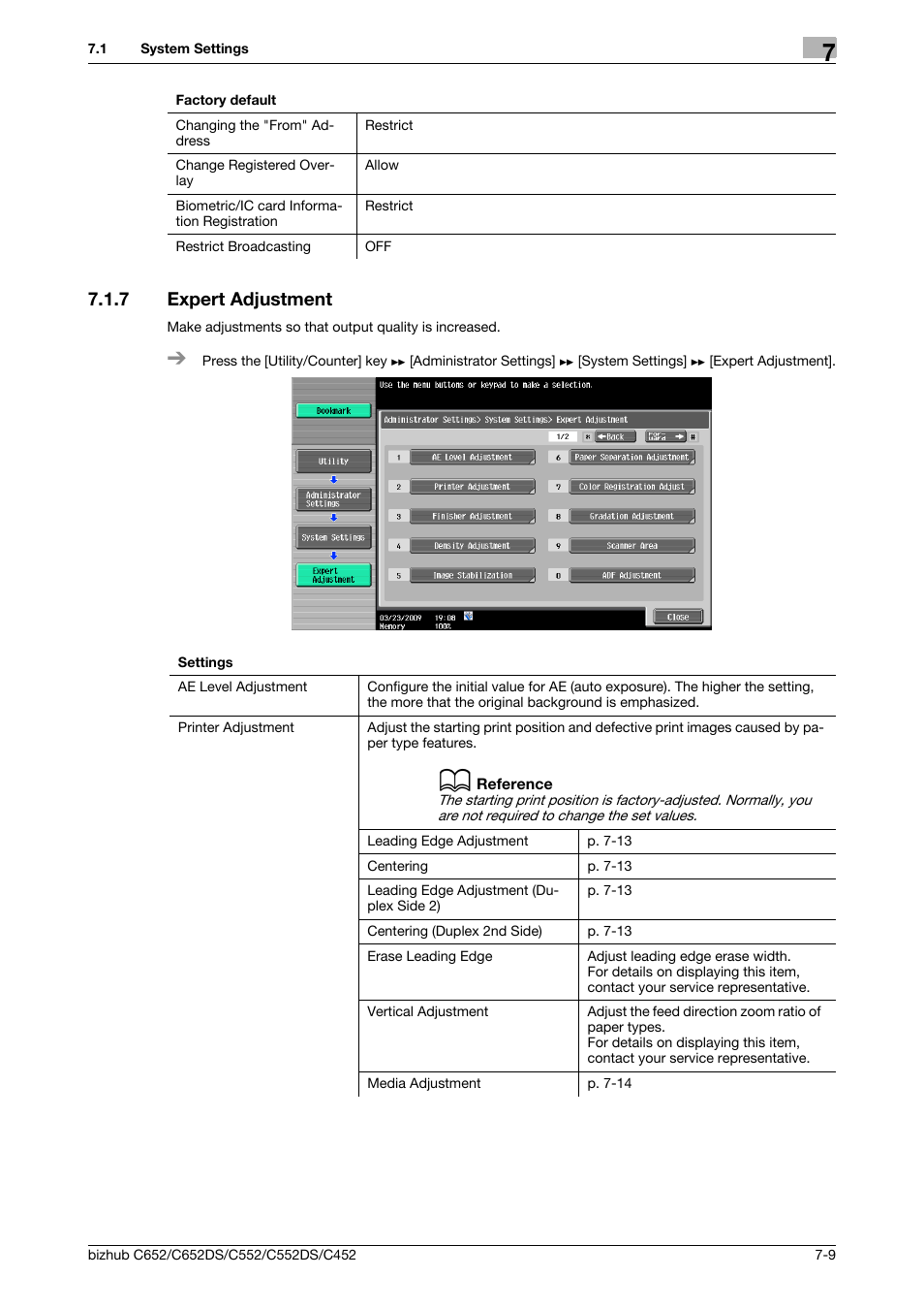 7 expert adjustment, Expert adjustment -9 | Konica Minolta BIZHUB C652DS User Manual | Page 157 / 307