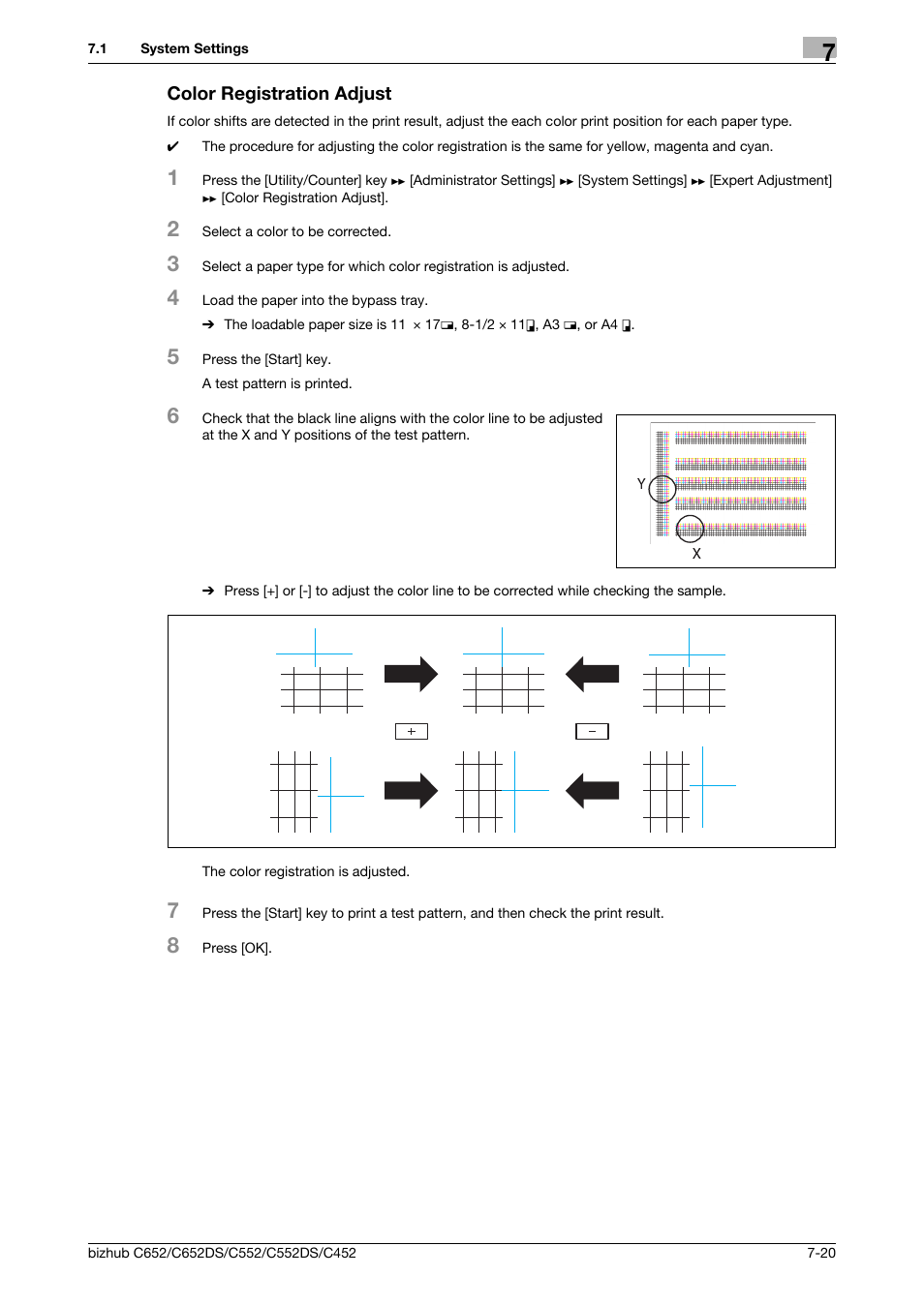 Color registration adjust, Color registration adjust -20 | Konica Minolta BIZHUB C652DS User Manual | Page 168 / 307