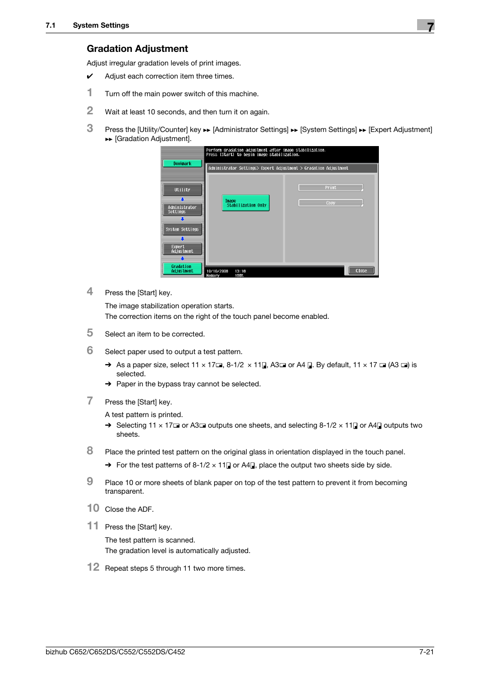 Gradation adjustment, Gradation adjustment -21 | Konica Minolta BIZHUB C652DS User Manual | Page 169 / 307