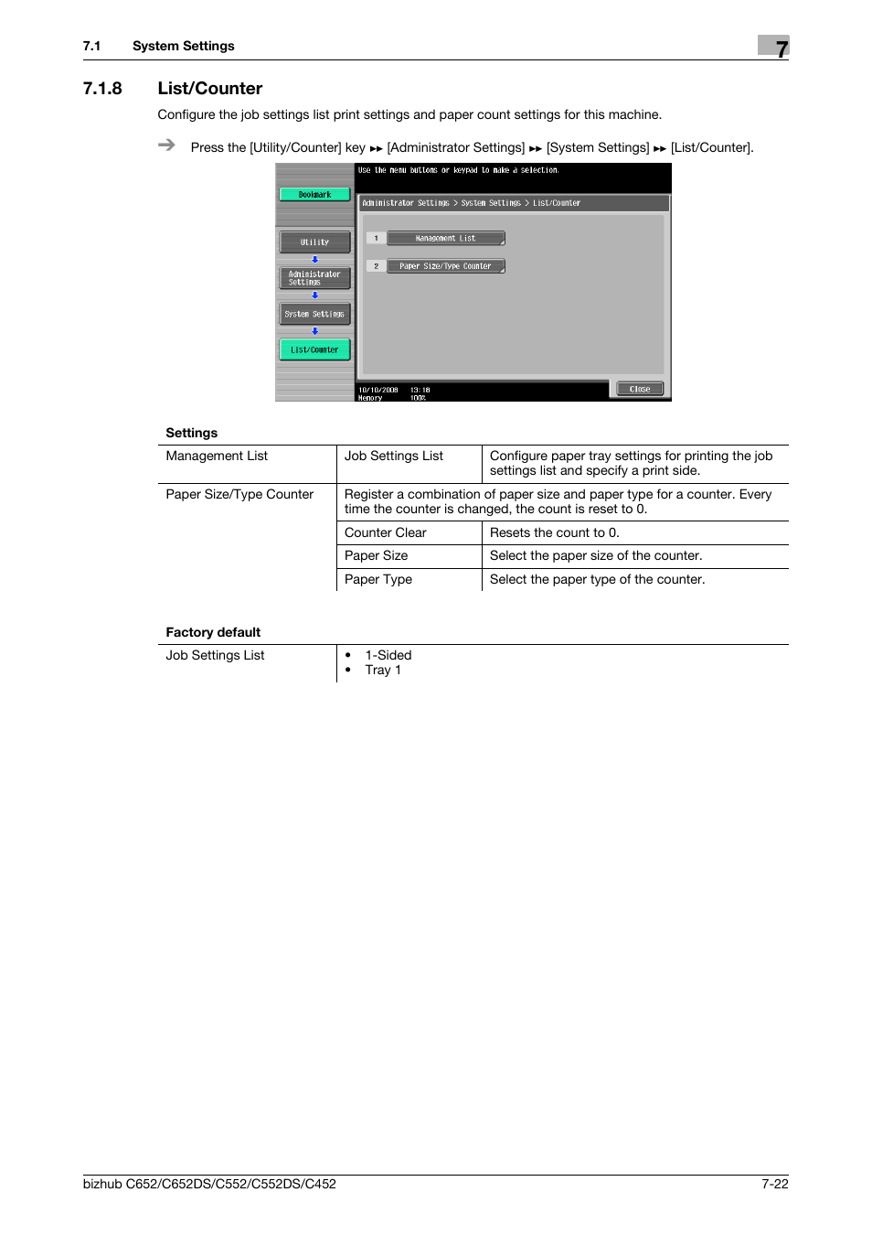 8 list/counter, List/counter -22 | Konica Minolta BIZHUB C652DS User Manual | Page 170 / 307