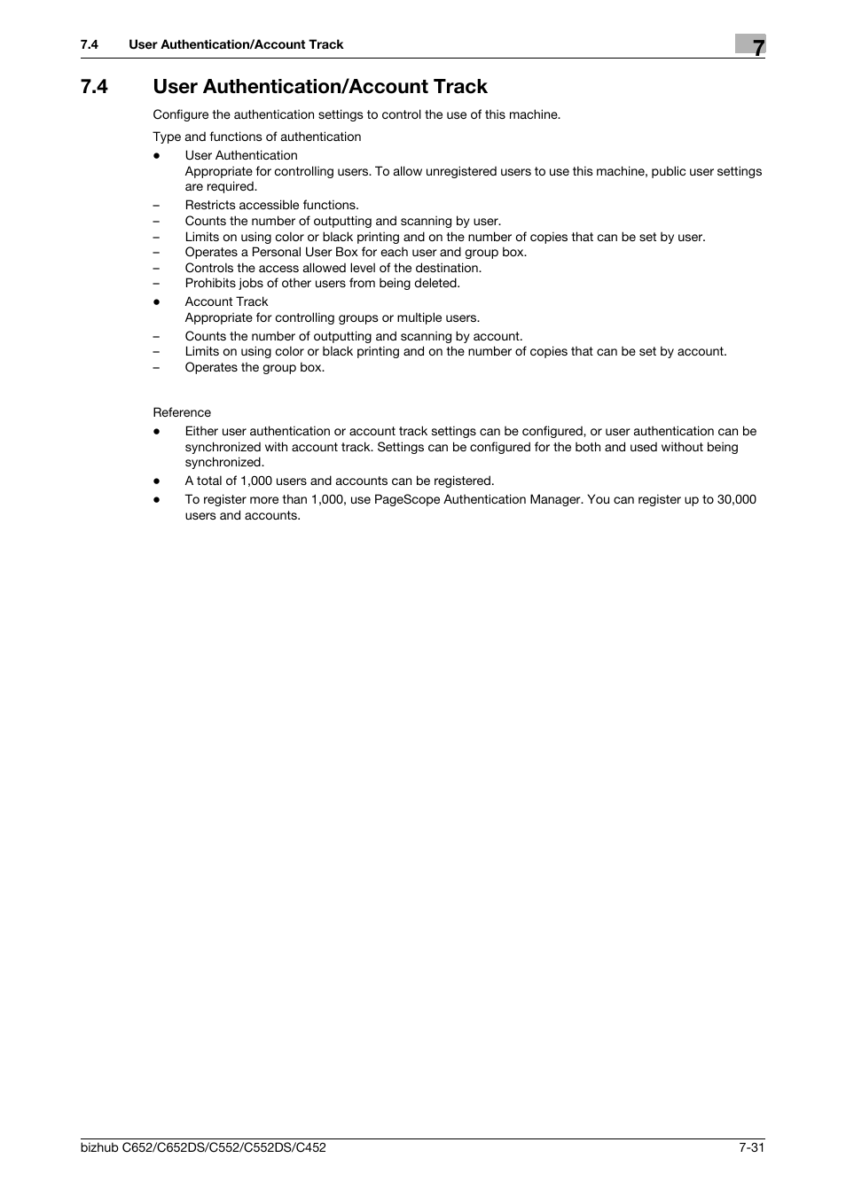 4 user authentication/account track, User authentication/account track -31 | Konica Minolta BIZHUB C652DS User Manual | Page 179 / 307