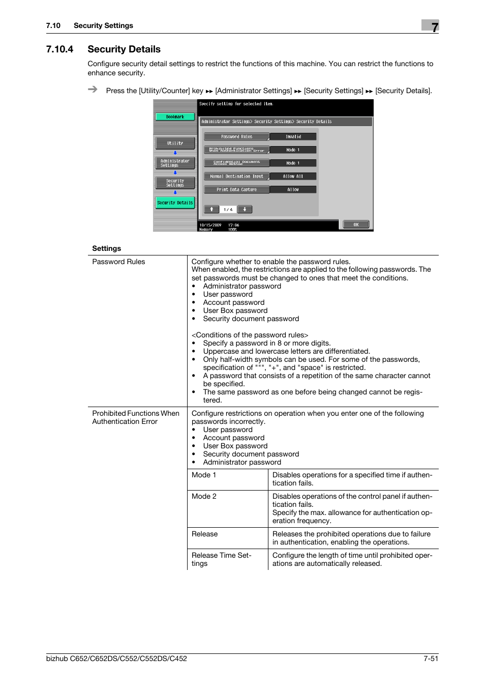 4 security details, Security details -51 | Konica Minolta BIZHUB C652DS User Manual | Page 199 / 307