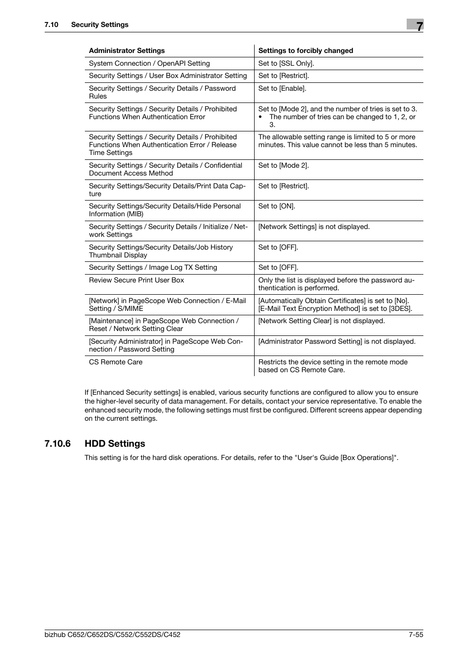 6 hdd settings, Hdd settings -55 | Konica Minolta BIZHUB C652DS User Manual | Page 203 / 307