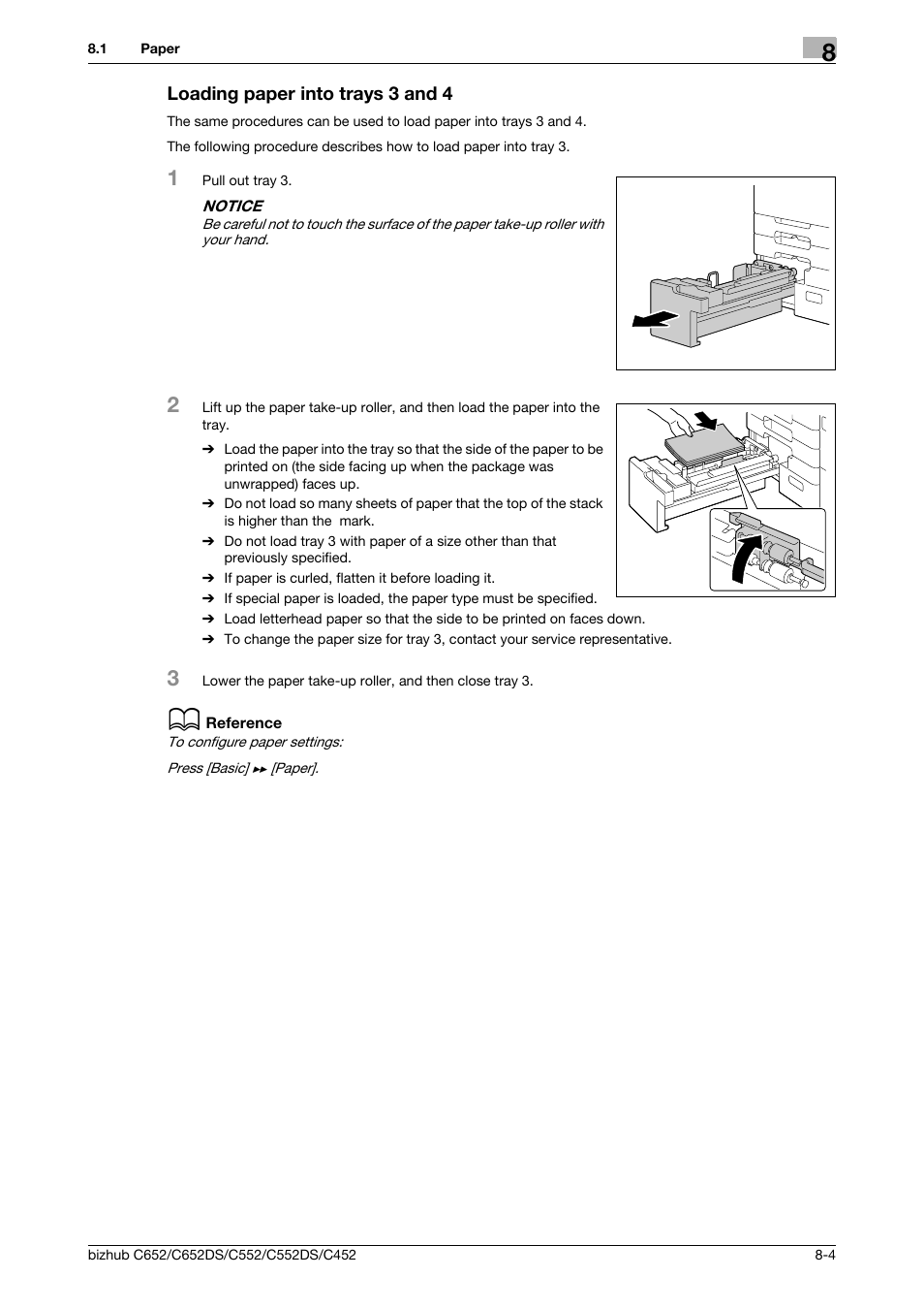 Loading paper into trays 3 and 4, Loading paper into trays 3 and 4 -4 | Konica Minolta BIZHUB C652DS User Manual | Page 211 / 307