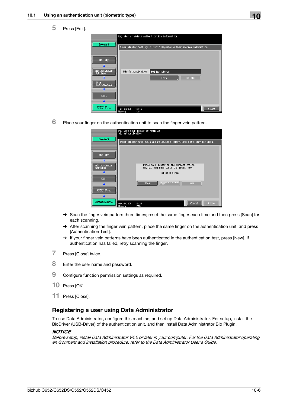 Registering a user using data administrator, Registering a user using data administrator -6 | Konica Minolta BIZHUB C652DS User Manual | Page 241 / 307