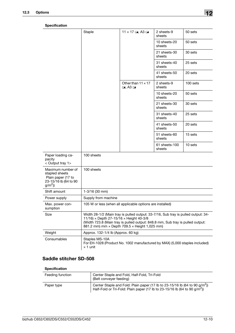 Saddle stitcher sd-508, Saddle stitcher sd-508 -10 | Konica Minolta BIZHUB C652DS User Manual | Page 279 / 307