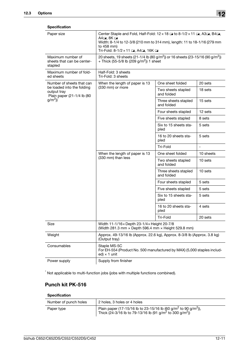 Punch kit pk-516, Punch kit pk-516 -11 | Konica Minolta BIZHUB C652DS User Manual | Page 280 / 307