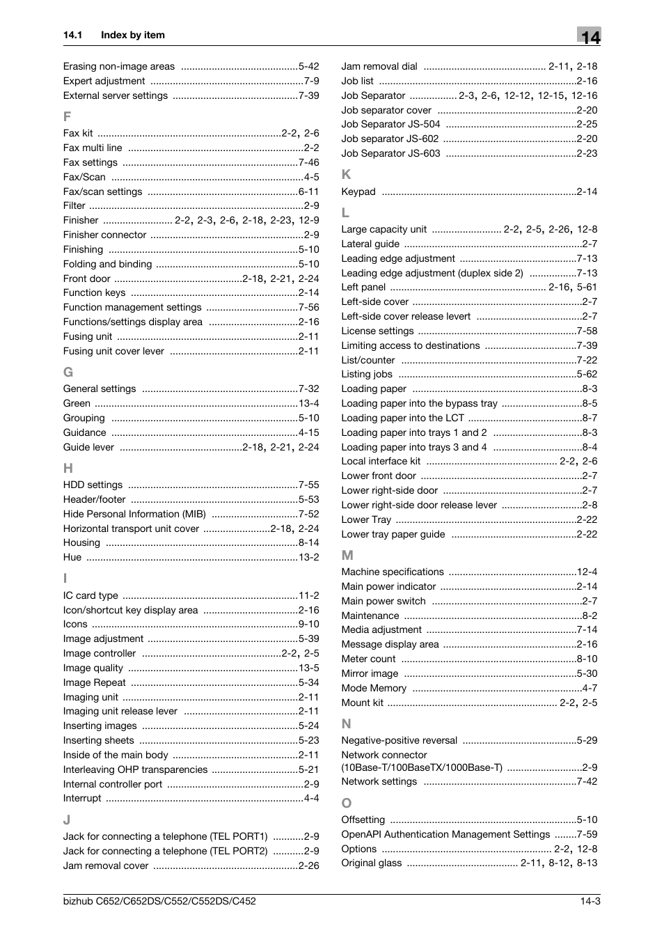 F to o | Konica Minolta BIZHUB C652DS User Manual | Page 299 / 307