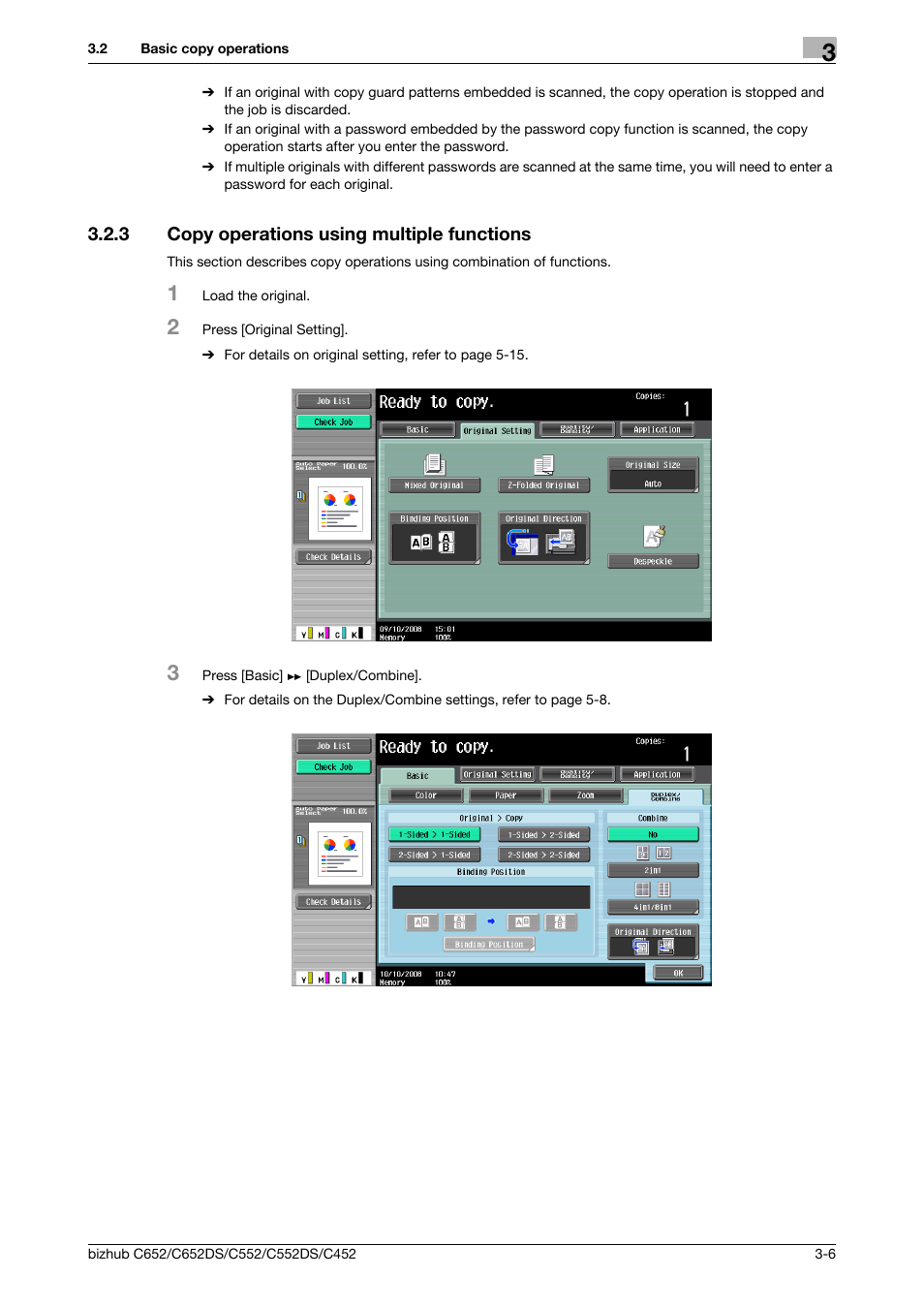 3 copy operations using multiple functions, Copy operations using multiple functions -6 | Konica Minolta BIZHUB C652DS User Manual | Page 44 / 307