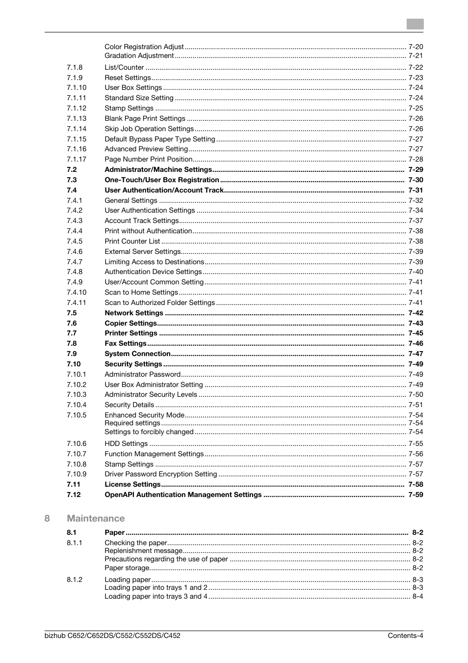 8maintenance | Konica Minolta BIZHUB C652DS User Manual | Page 5 / 307