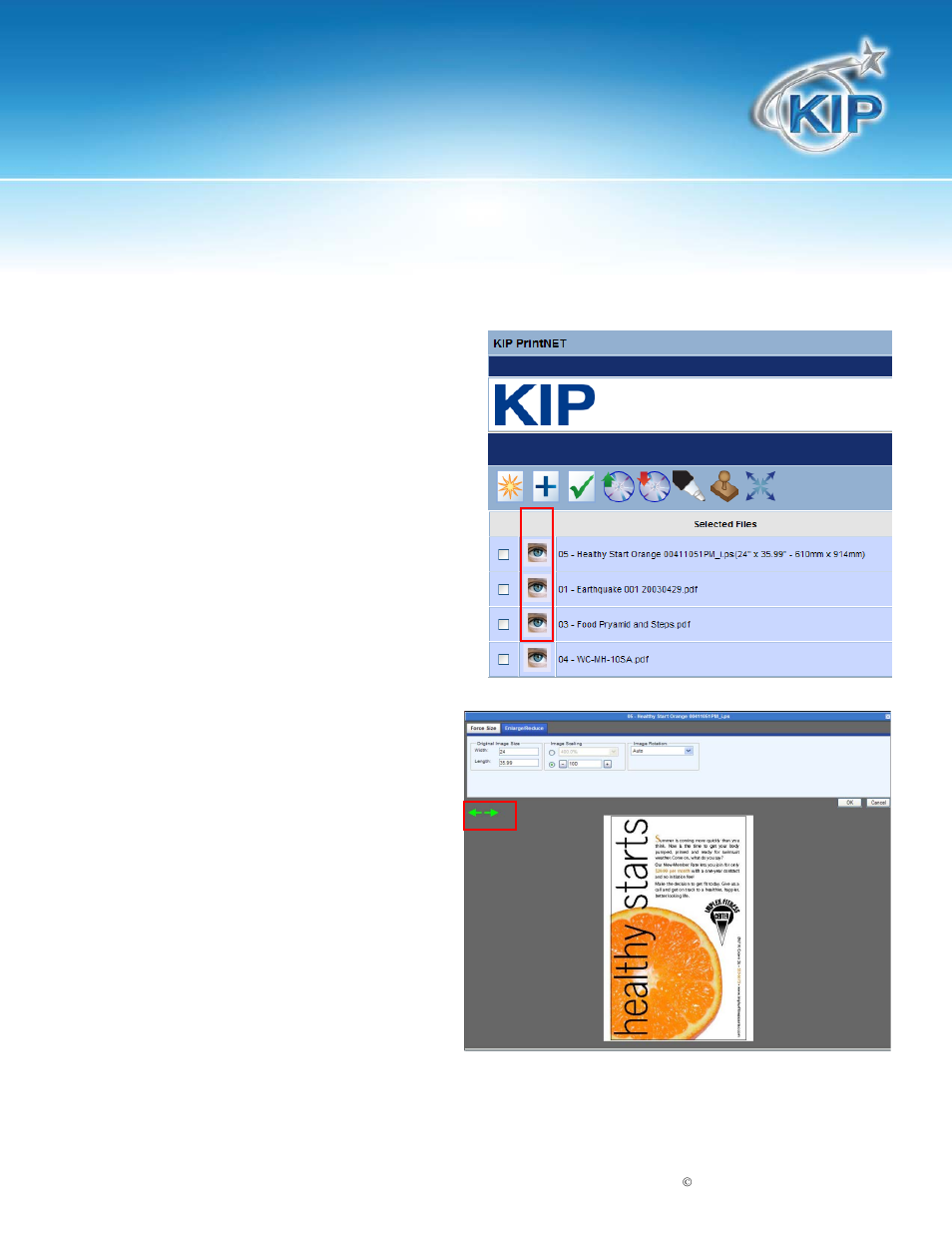 Image viewing - kip color systems, Kip printnet | Konica Minolta KIP 7100 User Manual | Page 16 / 54