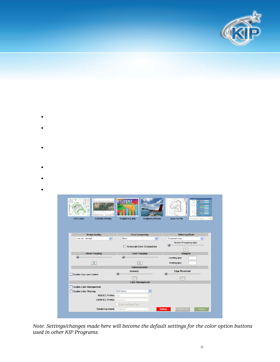 Color options – kip color systems, Kip printnet | Konica Minolta KIP 7100 User Manual | Page 47 / 54