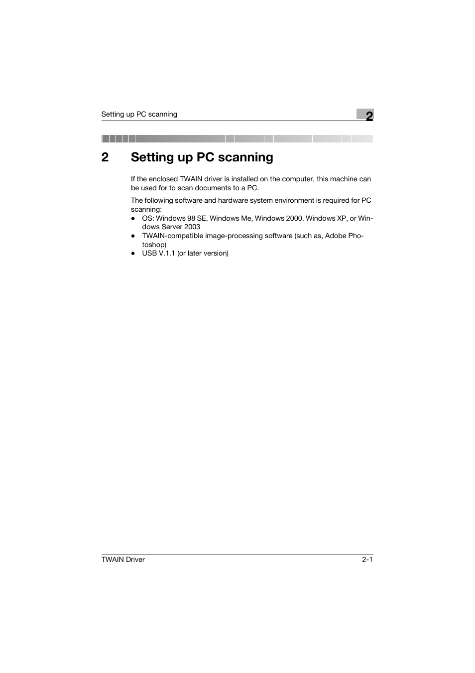 2 setting up pc scanning, Setting up pc scanning, 2setting up pc scanning | Konica Minolta bizhub 160 User Manual | Page 12 / 36