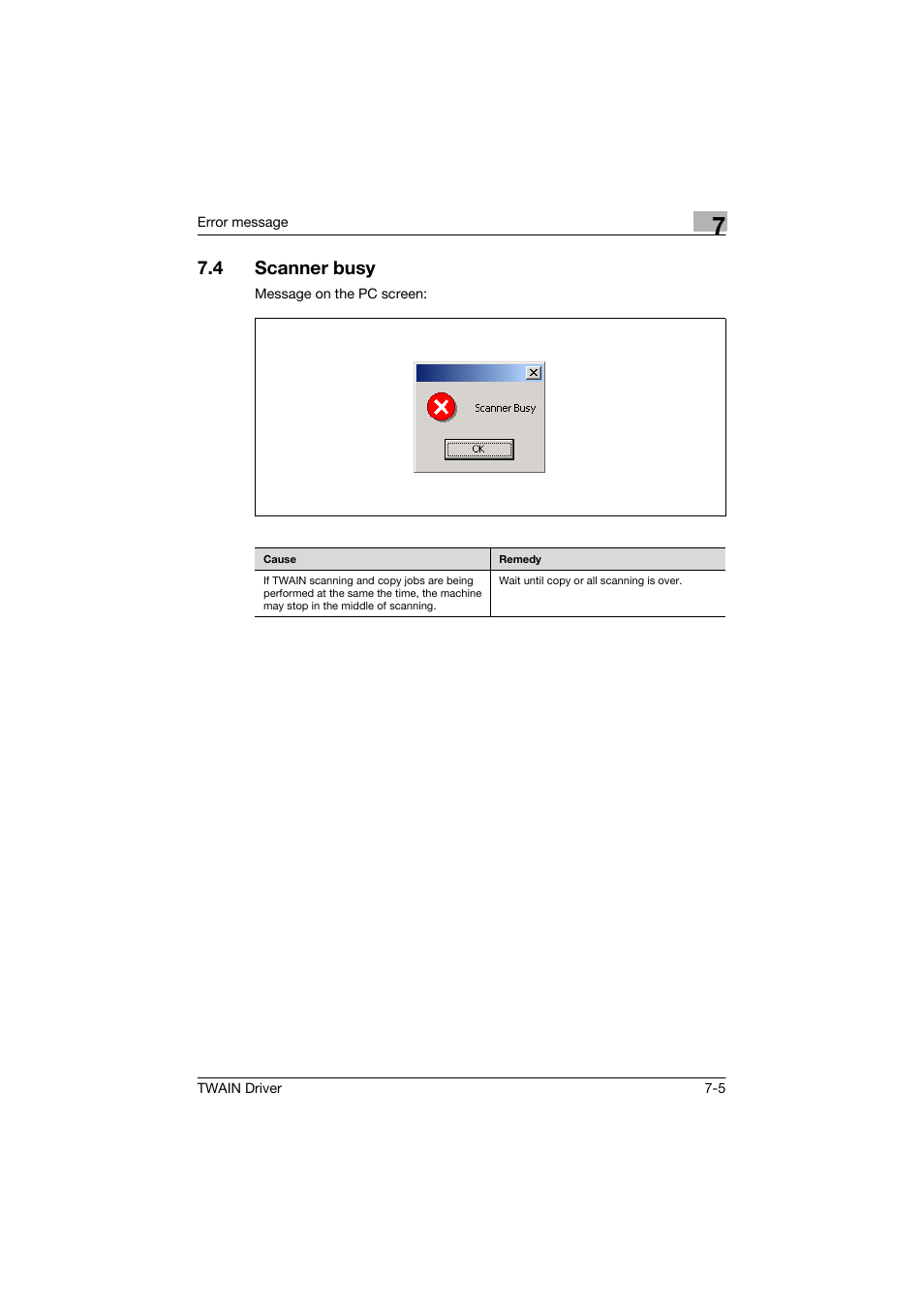 4 scanner busy, Scanner busy -5 | Konica Minolta bizhub 160 User Manual | Page 34 / 36