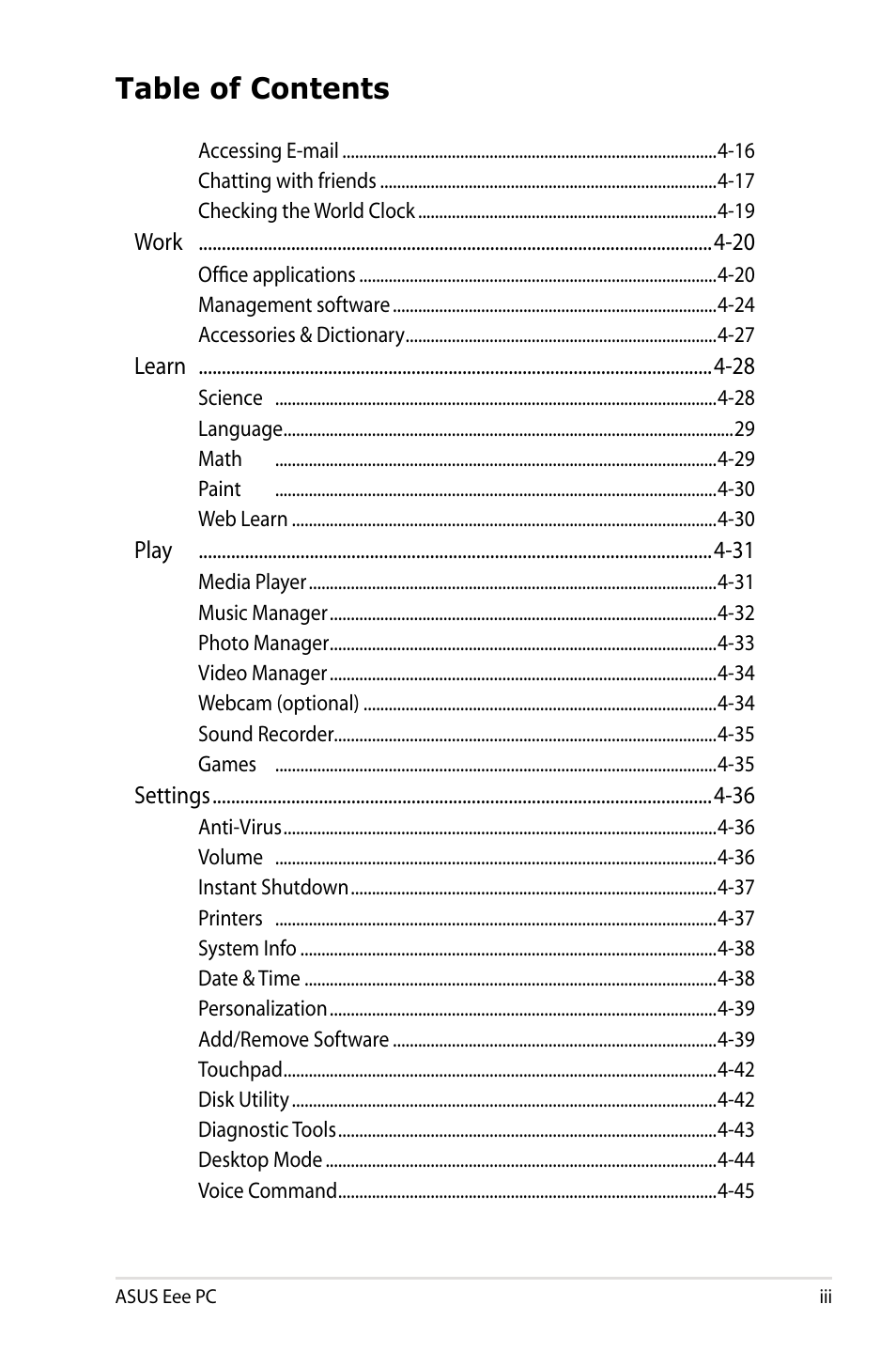 Asus Eee PC 8G  EN User Manual | Page 3 / 140