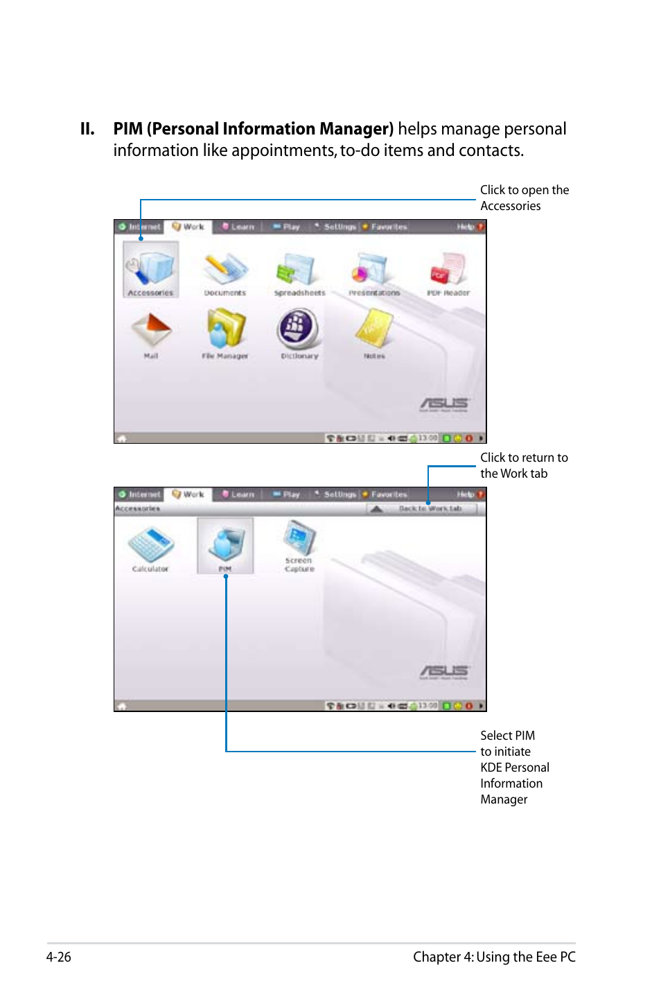 Asus Eee PC 8G  EN User Manual | Page 62 / 140