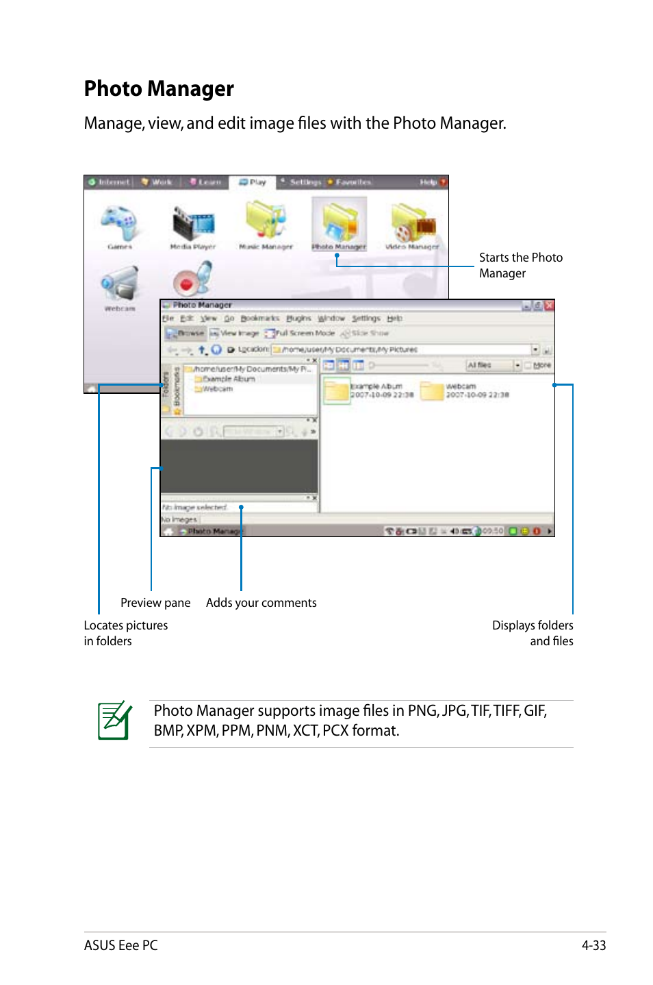 Photo manager | Asus Eee PC 8G  EN User Manual | Page 69 / 140