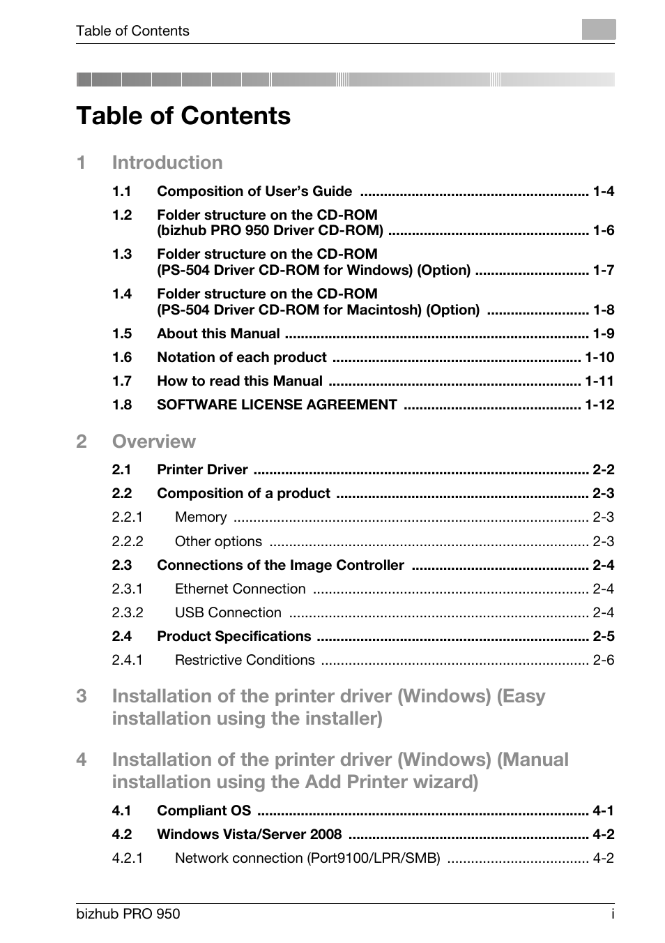 Konica Minolta bizhub PRO 950 User Manual | Page 2 / 122