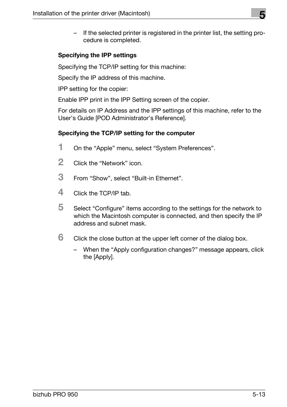 Specifying the ipp settings, Specifying the tcp/ip setting for the computer | Konica Minolta bizhub PRO 950 User Manual | Page 76 / 122