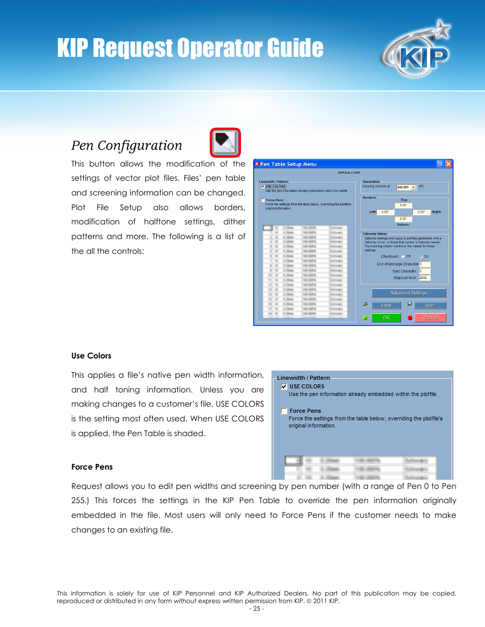Kip request operator guide, Pen configuration | Konica Minolta KIP C7800 User Manual | Page 29 / 84