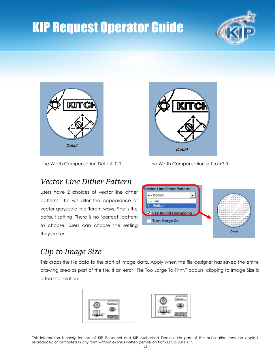Kip request operator guide, Vector line dither pattern, Clip to image size | Konica Minolta KIP C7800 User Manual | Page 32 / 84