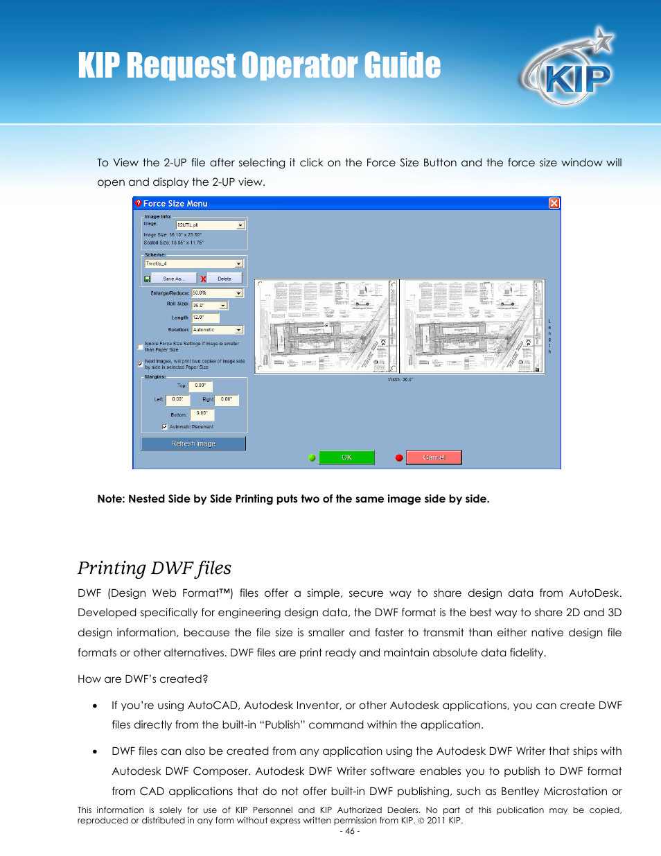 Kip request operator guide, Printing dwf files | Konica Minolta KIP C7800 User Manual | Page 50 / 84