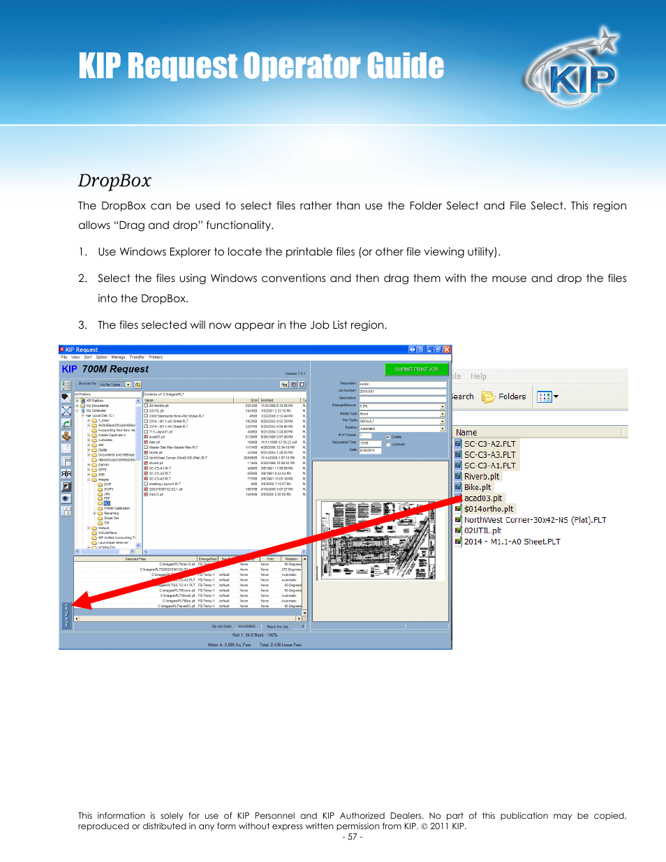 Kip request operator guide, Dropbox | Konica Minolta KIP C7800 User Manual | Page 61 / 84