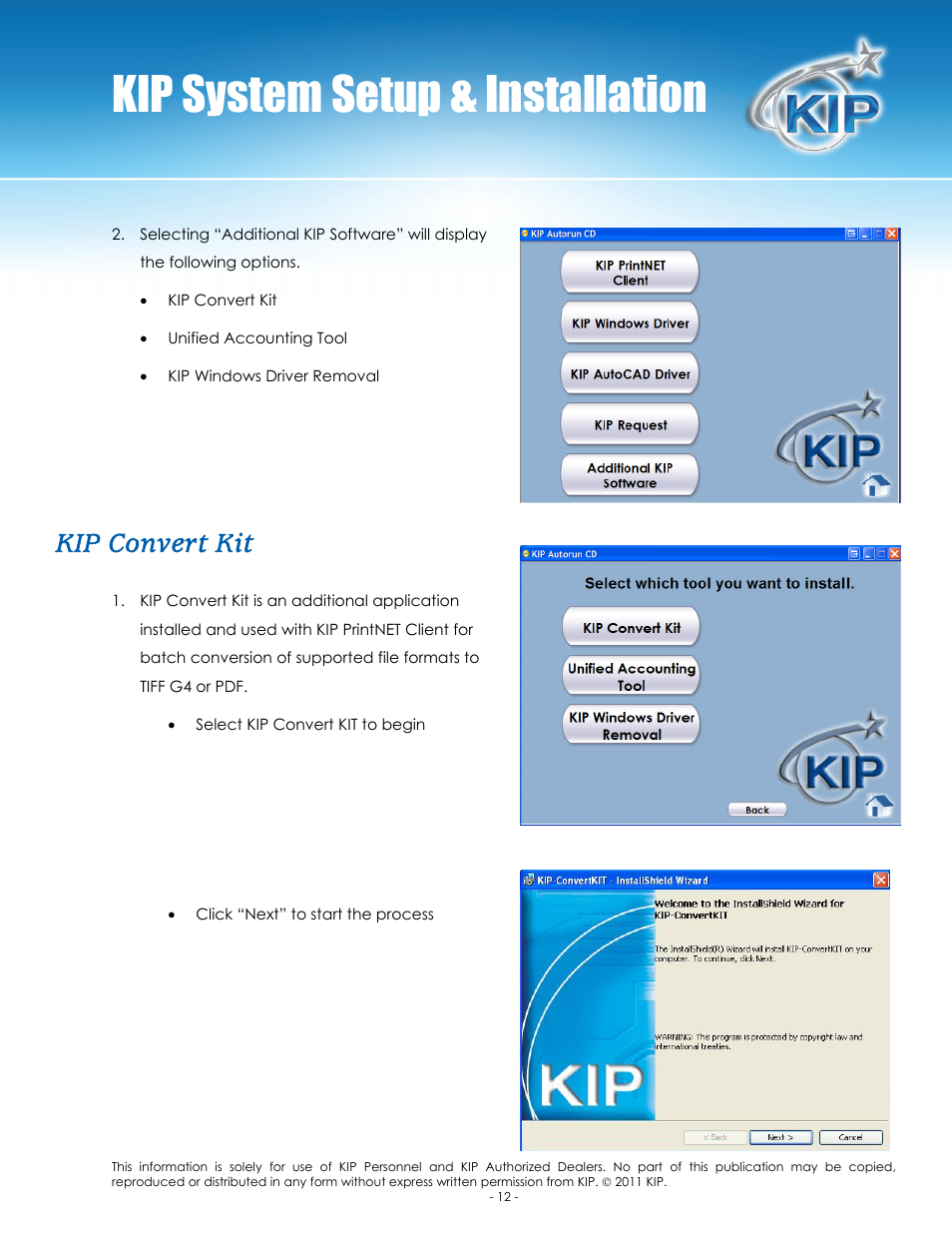 Kip system setup & installation, Kip convert kit | Konica Minolta KIP C7800 User Manual | Page 15 / 24