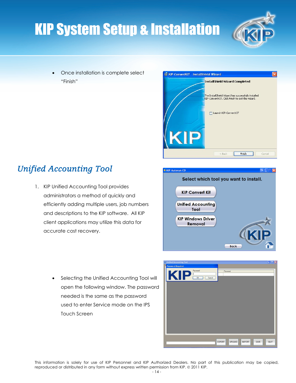 Kip system setup & installation, Unified accounting tool | Konica Minolta KIP C7800 User Manual | Page 17 / 24
