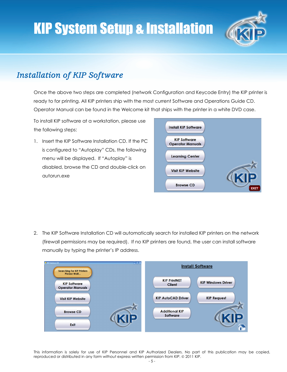 Kip system setup & installation, Installation of kip software | Konica Minolta KIP C7800 User Manual | Page 8 / 24