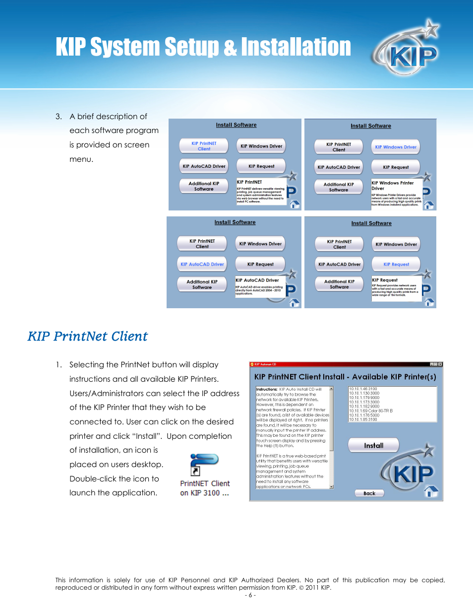 Kip system setup & installation, Kip printnet client | Konica Minolta KIP C7800 User Manual | Page 9 / 24