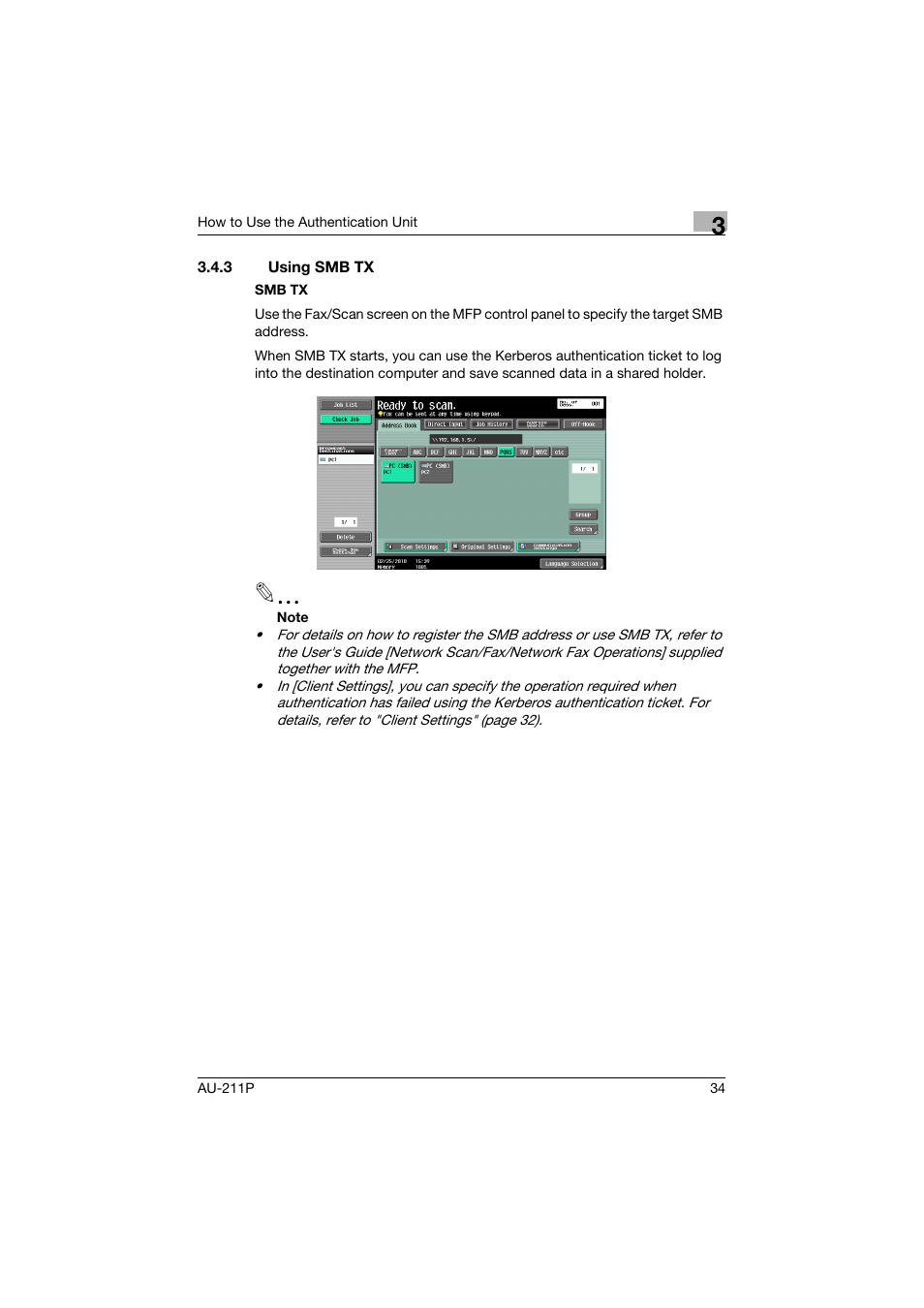 3 using smb tx, Using smb tx | Konica Minolta AU-211P User Manual | Page 35 / 65