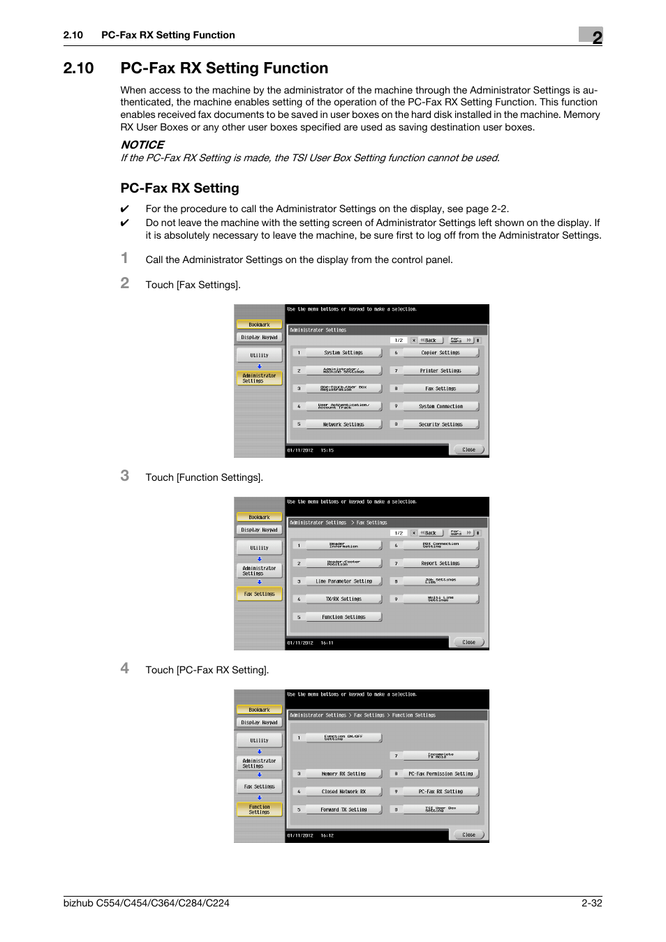 10 pc-fax rx setting function, Pc-fax rx setting | Konica Minolta bizhub C364 User Manual | Page 44 / 58