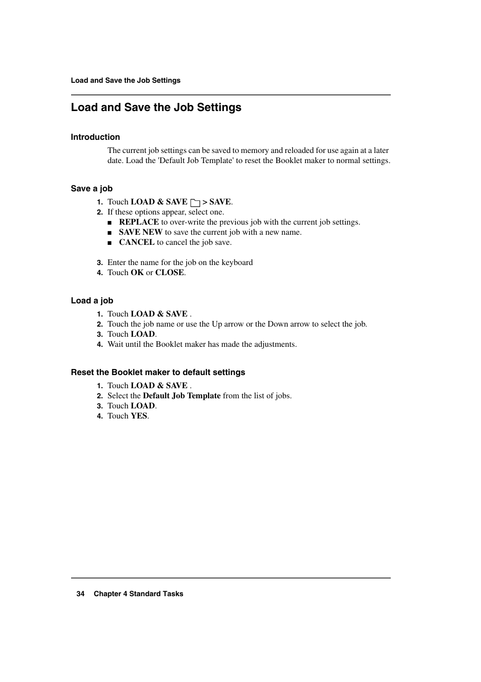 Load and save the job settings, Load and save the job settings on | Konica Minolta bizhub PRO 2000P User Manual | Page 34 / 118