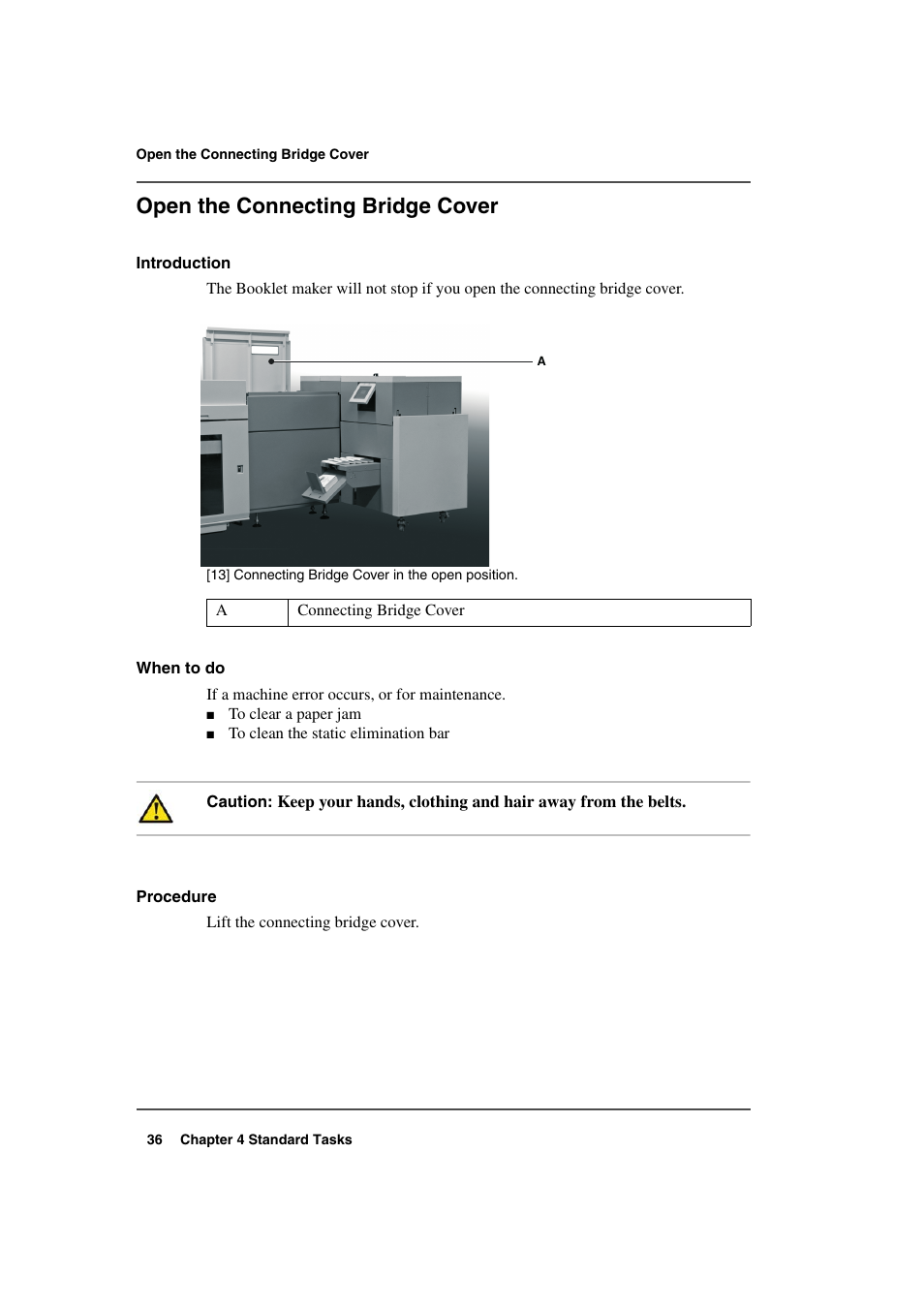 Open the connecting bridge cover | Konica Minolta bizhub PRO 2000P User Manual | Page 36 / 118