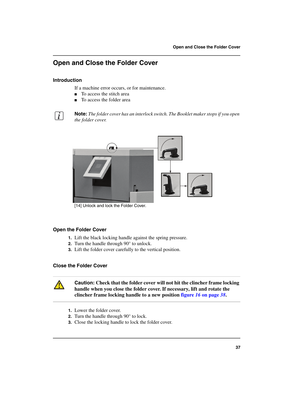 Open and close the folder cover | Konica Minolta bizhub PRO 2000P User Manual | Page 37 / 118