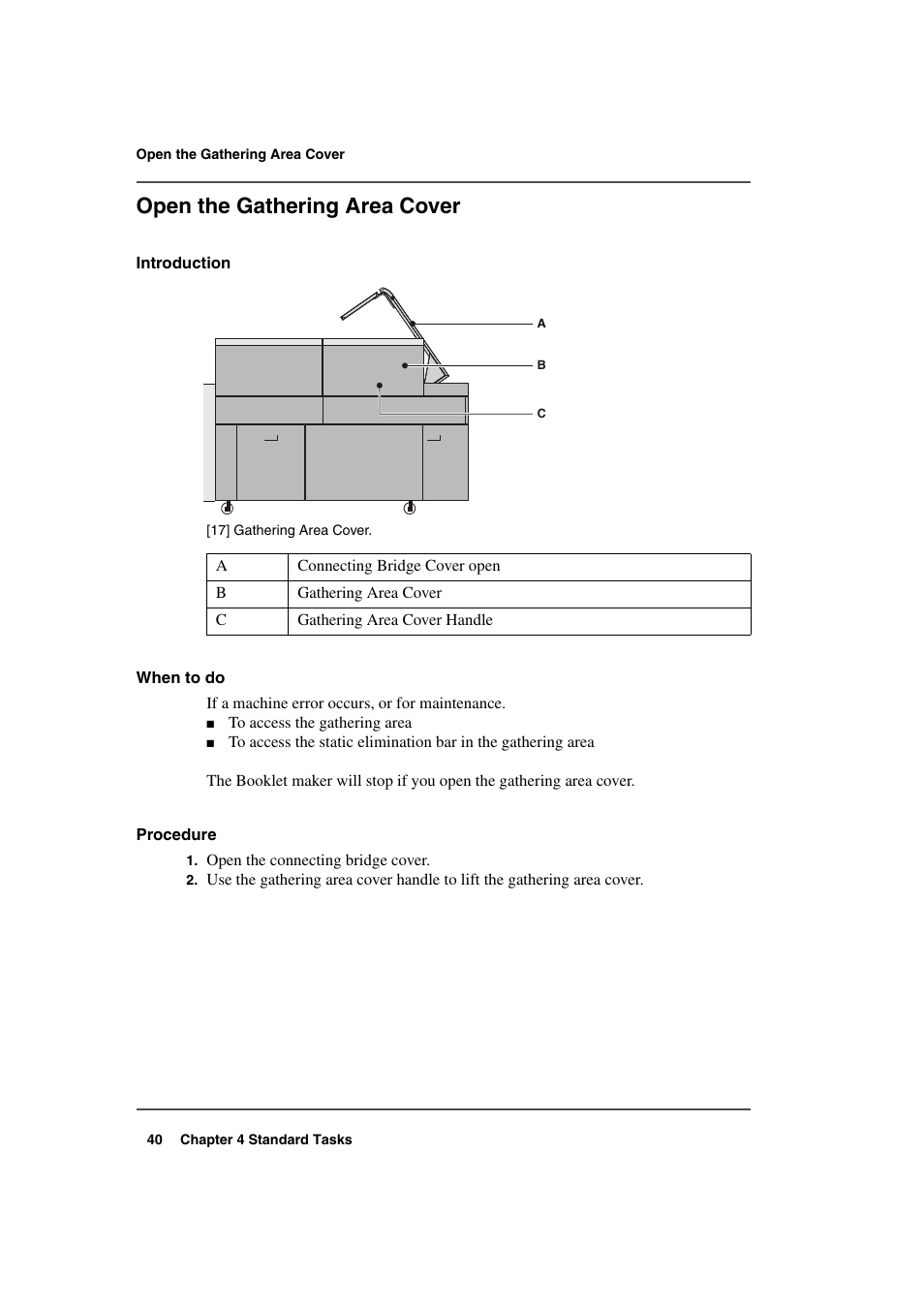 Open the gathering area cover | Konica Minolta bizhub PRO 2000P User Manual | Page 40 / 118