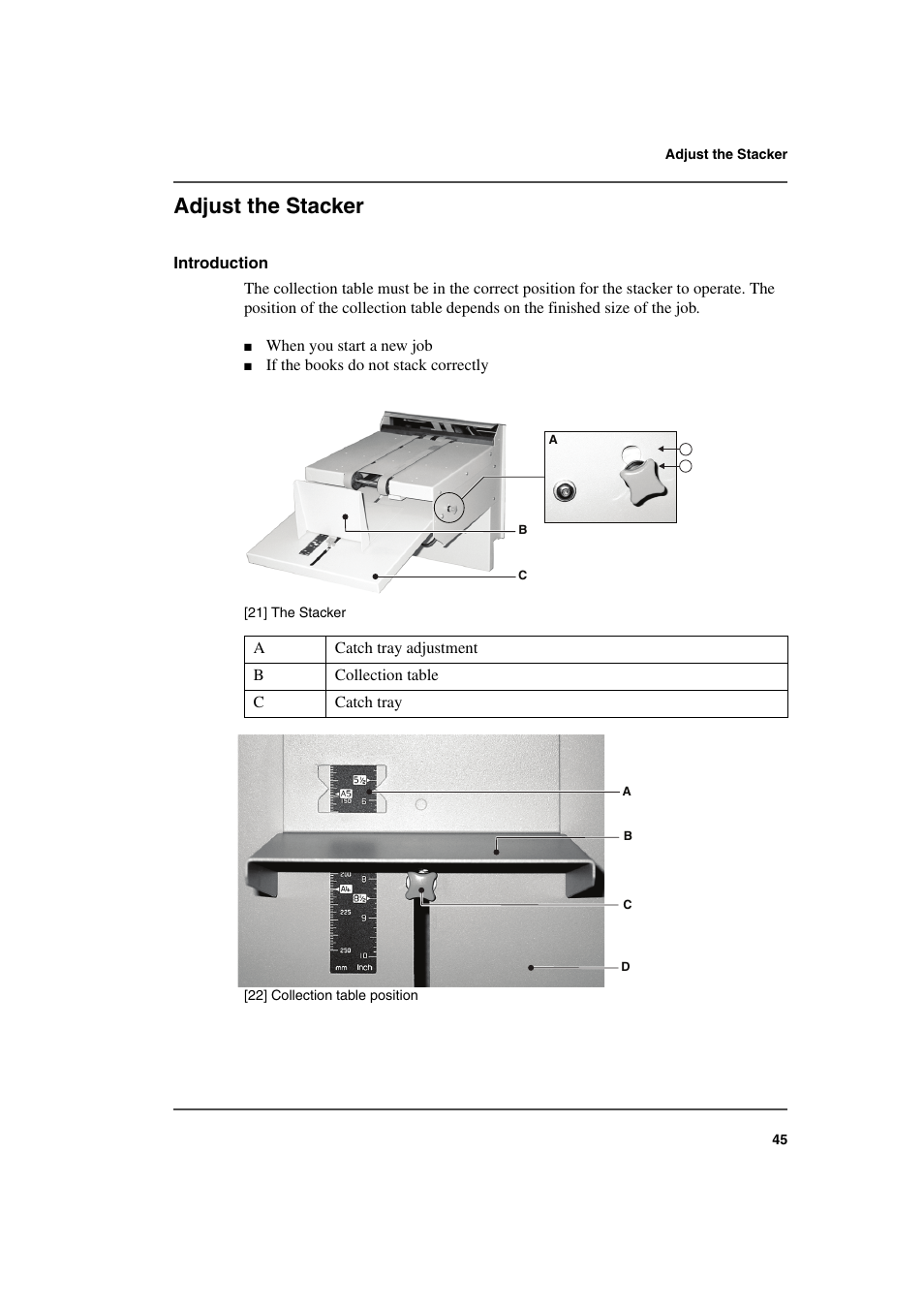 Adjust the stacker | Konica Minolta bizhub PRO 2000P User Manual | Page 45 / 118