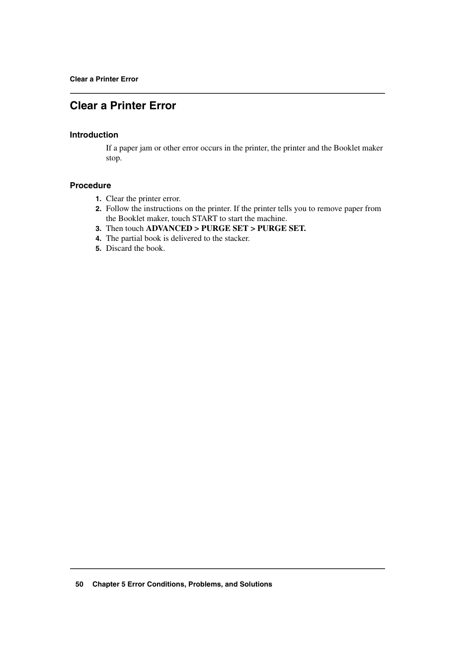 Clear a printer error | Konica Minolta bizhub PRO 2000P User Manual | Page 50 / 118