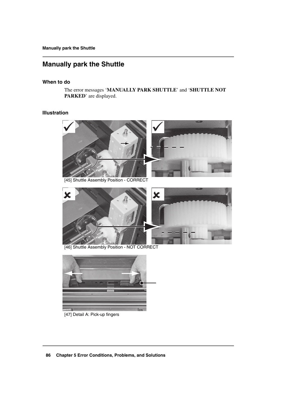 Manually park the shuttle | Konica Minolta bizhub PRO 2000P User Manual | Page 86 / 118