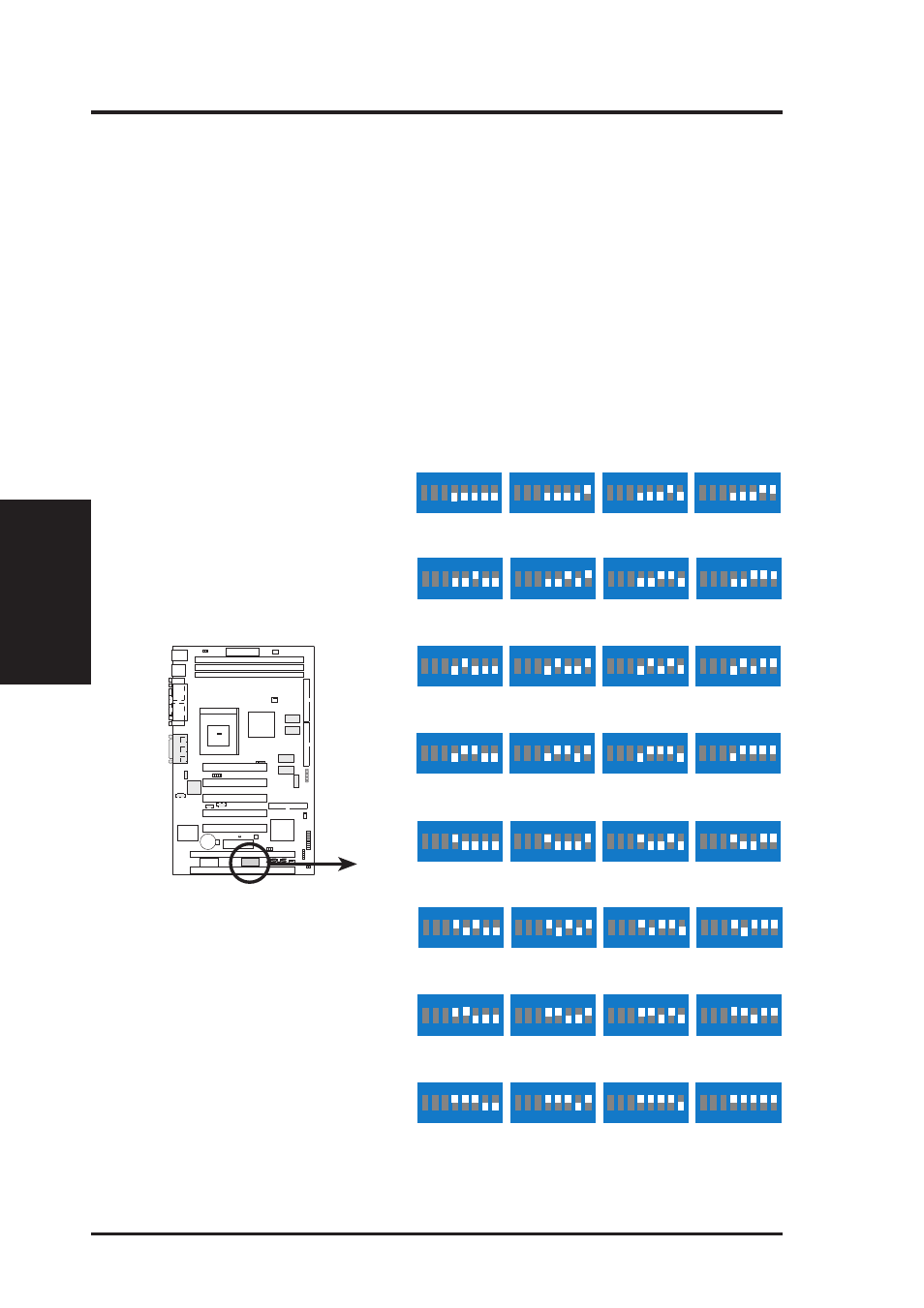 Hardware setup, 22 asus me-99 user’s manual, Me-99 cpu external frequency setting dsw1 | Asus ME-99 User Manual | Page 22 / 104