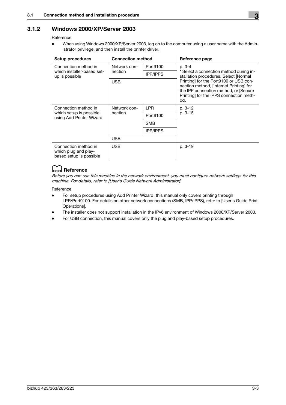 2 windows 2000/xp/server 2003, Windows 2000/xp/server 2003 -3 | Konica Minolta BIZHUB 223 User Manual | Page 14 / 76