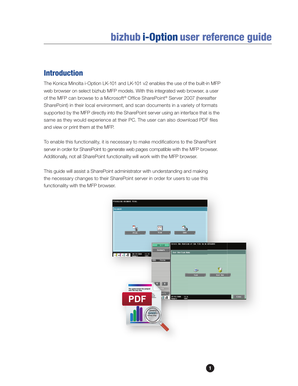 Introduction, Bizhub i-option user reference guide | Konica Minolta bizhub 601 User Manual | Page 3 / 20