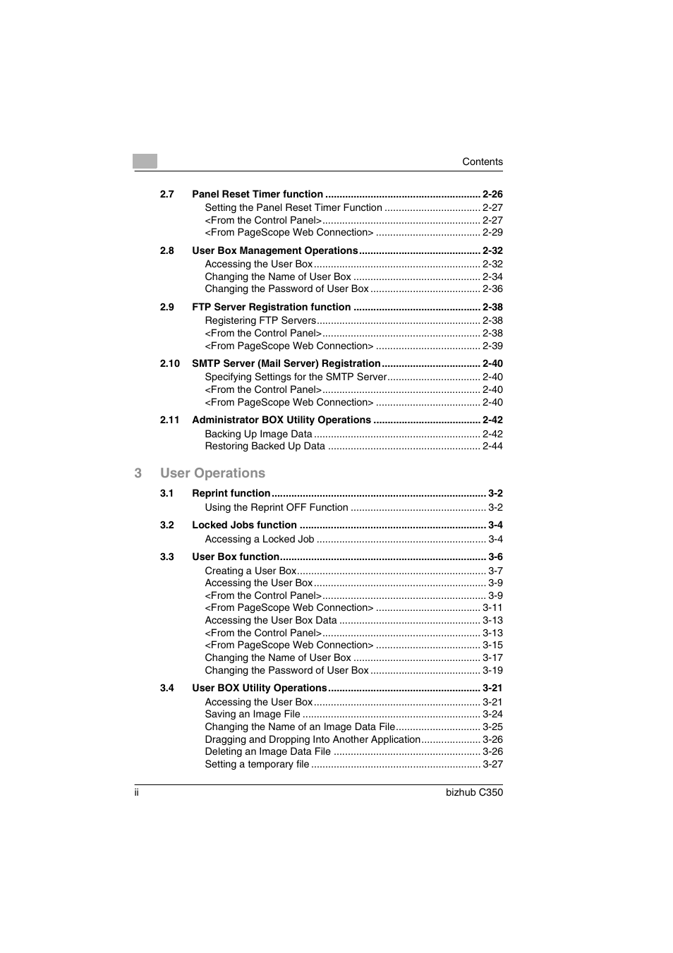 3user operations | Konica Minolta bizhub C350 User Manual | Page 4 / 87