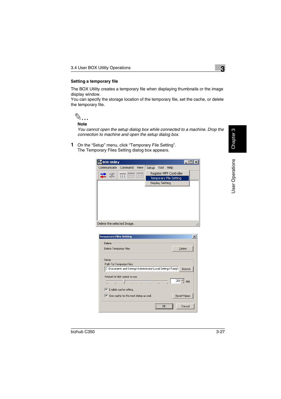 Setting a temporary file, Setting a temporary file -27 | Konica Minolta bizhub C350 User Manual | Page 85 / 87