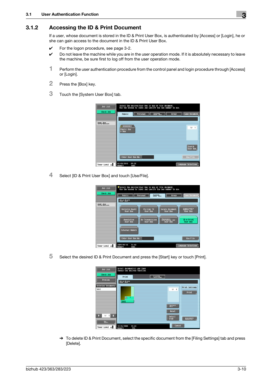 2 accessing the id & print document, Accessing the id & print document -10 | Konica Minolta BIZHUB 223 User Manual | Page 120 / 185