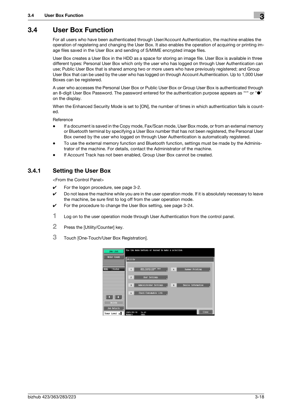 4 user box function, 1 setting the user box, User box function -18 | Setting the user box -18 | Konica Minolta BIZHUB 223 User Manual | Page 128 / 185