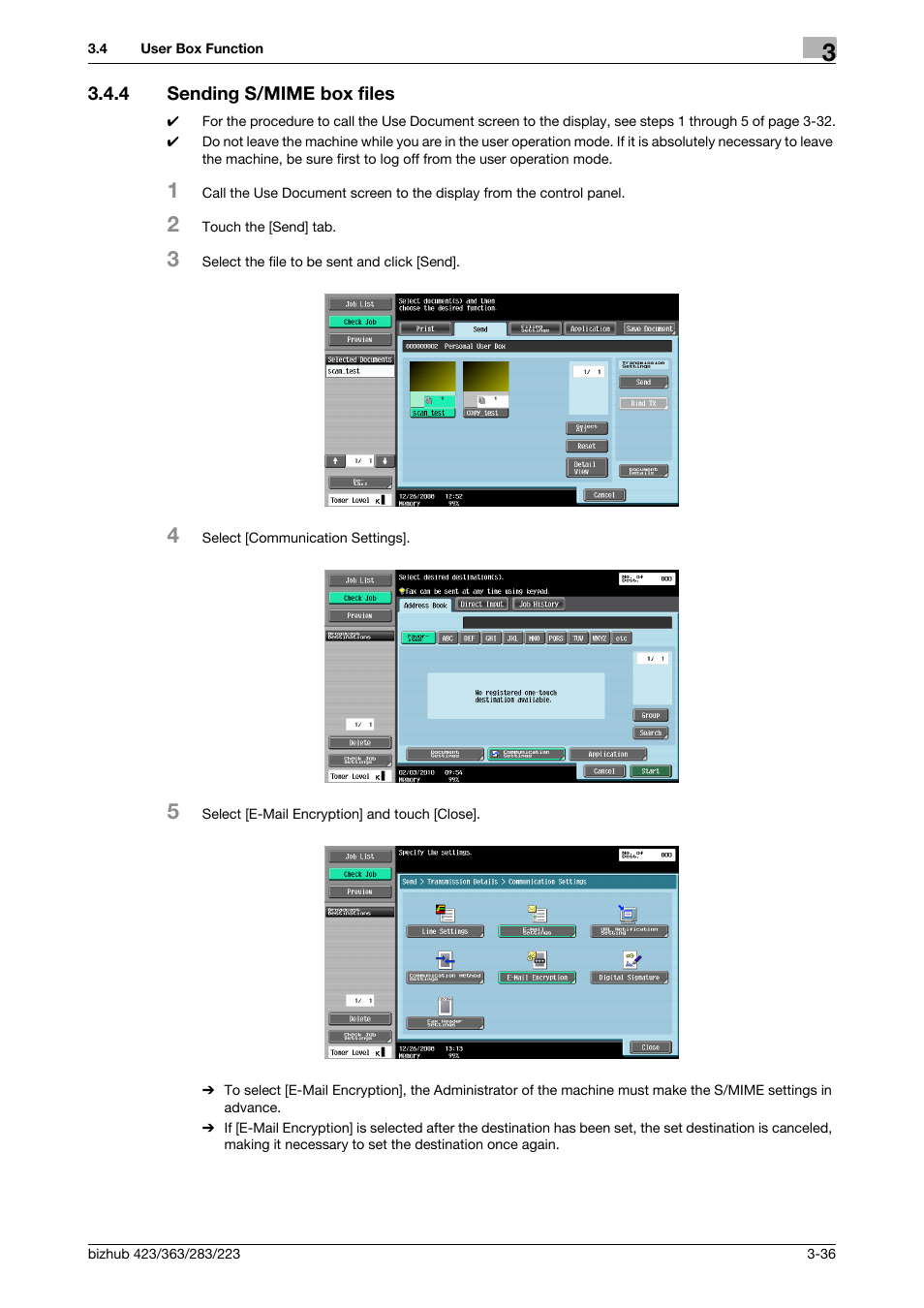 4 sending s/mime box files, Sending s/mime box files -36 | Konica Minolta BIZHUB 223 User Manual | Page 146 / 185