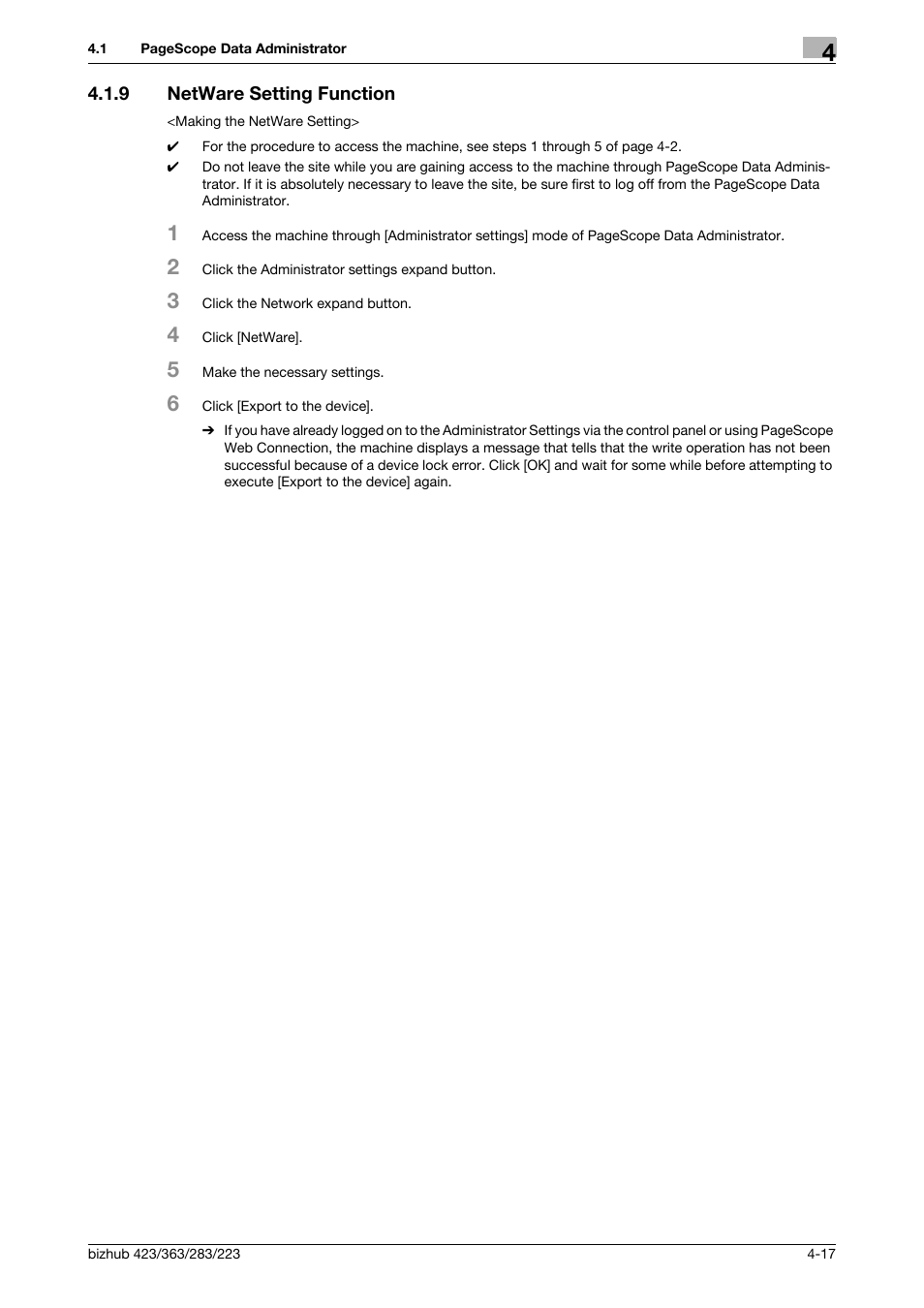 9 netware setting function, Netware setting function -17 | Konica Minolta BIZHUB 223 User Manual | Page 164 / 185