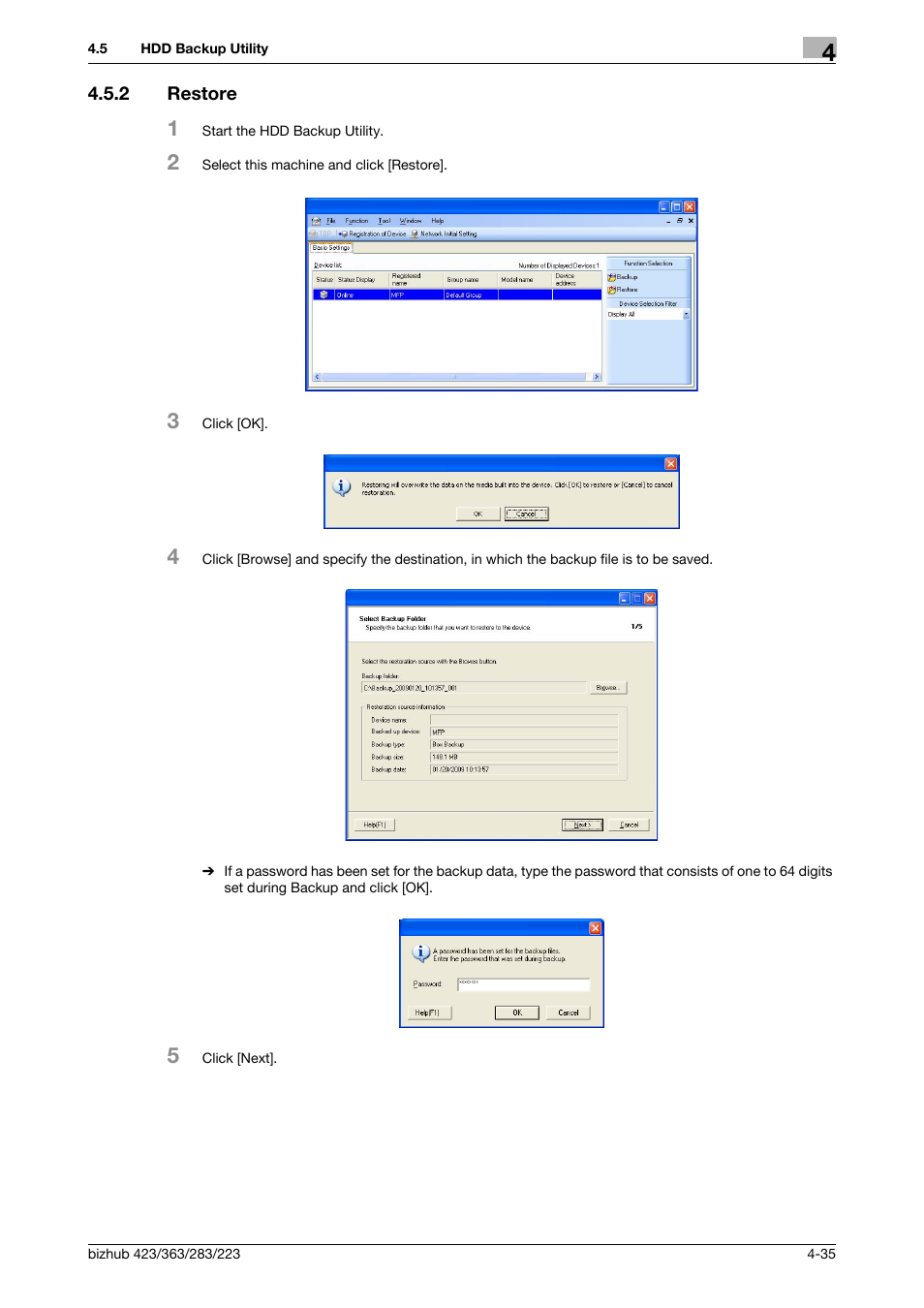 2 restore, Restore -35 | Konica Minolta BIZHUB 223 User Manual | Page 182 / 185